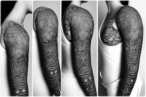 Dark cover up tattoo for female back containing flowers and geometry. tattoo idea