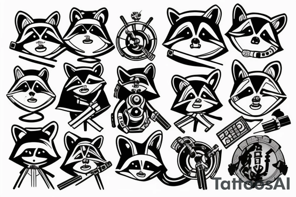 Jedi raccoon with lightsabers tattoo idea
