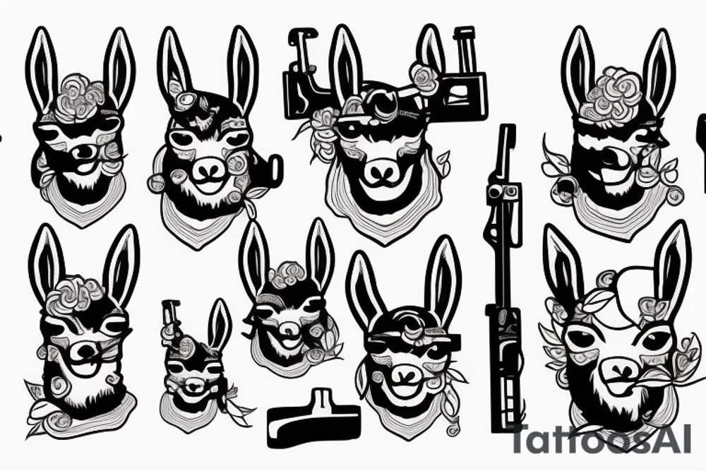 Llama with guns tattoo idea