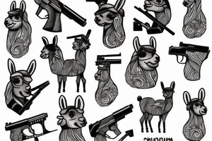 Llama with guns tattoo idea