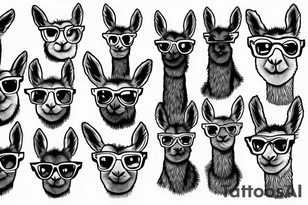 Llama with glasses tattoo idea