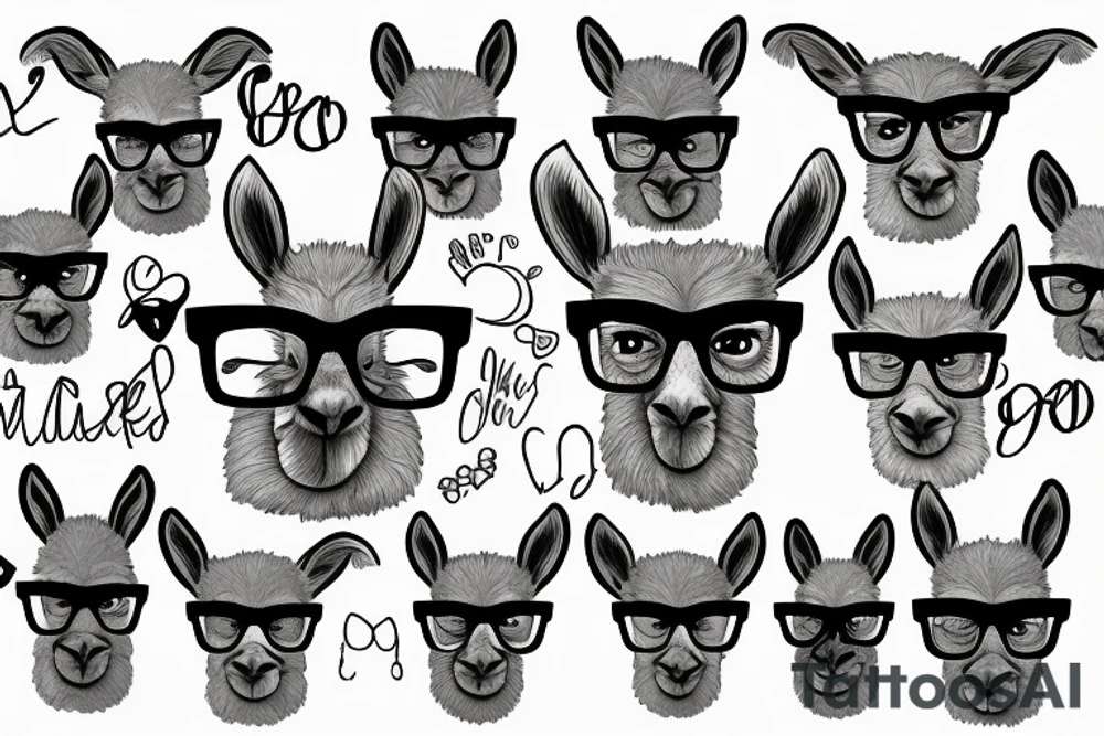 Llama with glasses tattoo idea