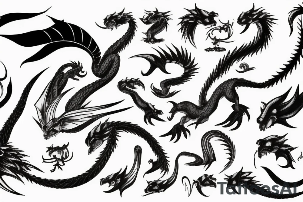 Wyvern with a big head and a long tail tattoo idea