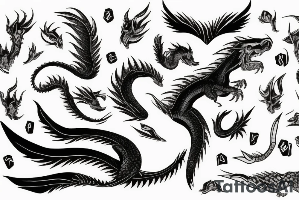 Wyvern with a big head and a long tail tattoo idea