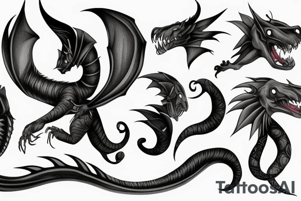 Wyvern with a big head and a long tail tattoo idea