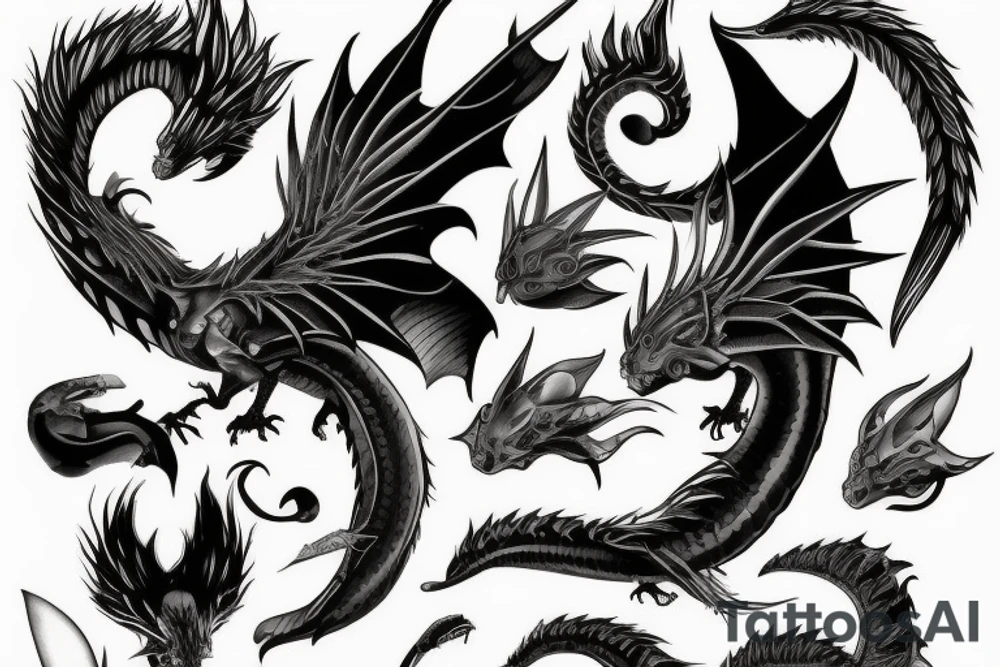 Wyvern with a big head and a long tail tattoo idea