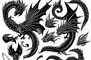 Wyvern with a big head and a long tail tattoo idea