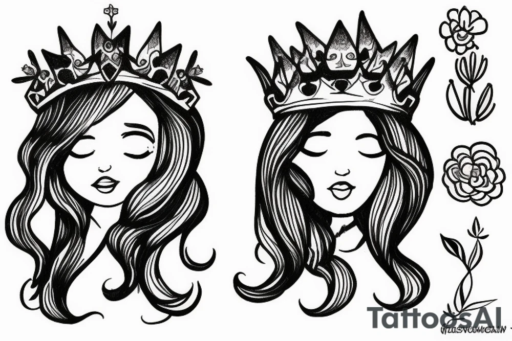 Angel girl with crown of flowers tattoo idea