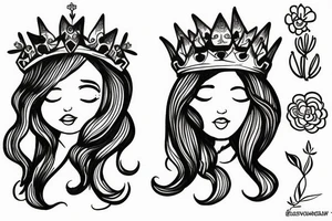 Angel girl with crown of flowers tattoo idea