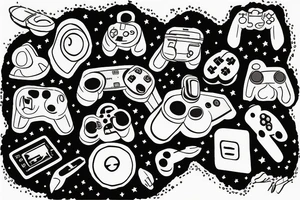 astronaut holding a game controller tattoo idea