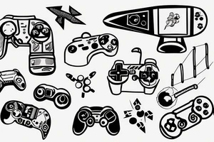 astronaut holding a game controller tattoo idea