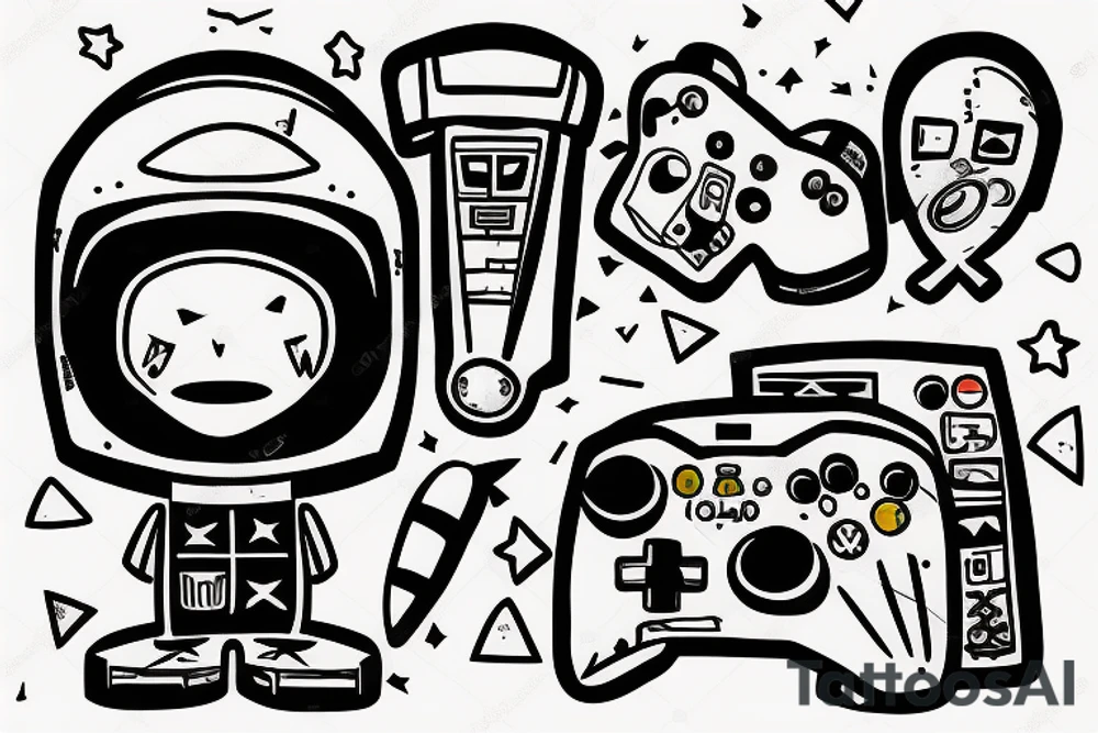 astronaut playing an xbox tattoo idea