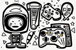 astronaut playing an xbox tattoo idea