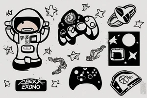 astronaut playing an xbox tattoo idea