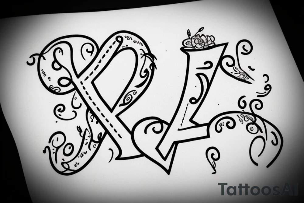 Alphabet J with a heart simple tattoo idea