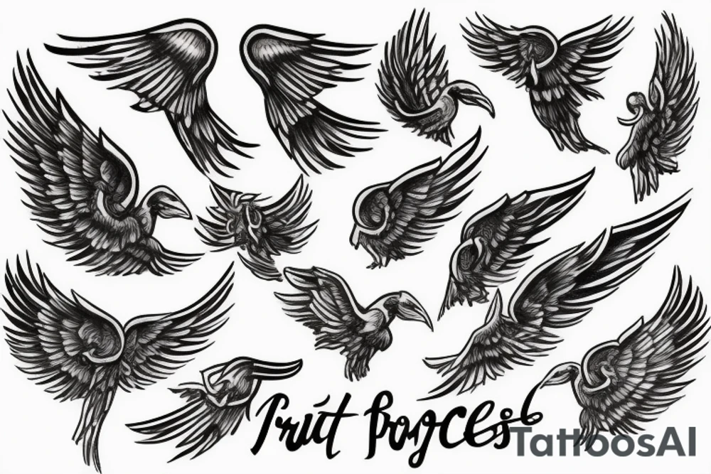 “Trust the process” with wings under tattoo idea