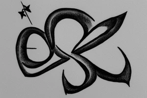 Draw a small tattoo of infinity as the autisem symbol. with 3 letters and a star or a lady bug combined. The letters are s, y, l tattoo idea