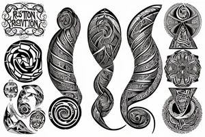 spiral and ornate inscription resurrection tattoo idea