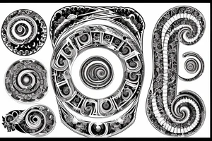 spiral and ornate inscription resurrection tattoo idea
