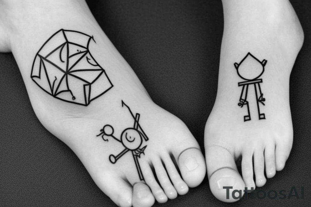 A straight horizontal line with a stickman sitting on it with his feet dangling tattoo idea