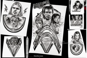 battlestar galactica warship sketch style tattoo idea