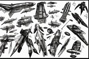 battlestar galactica warship sketch style tattoo idea