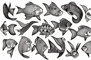 The combination of the word Nepenthe and beautiful and small fish tattoo idea