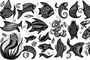 The combination of the word Nepenthe and beautiful and small fish tattoo idea