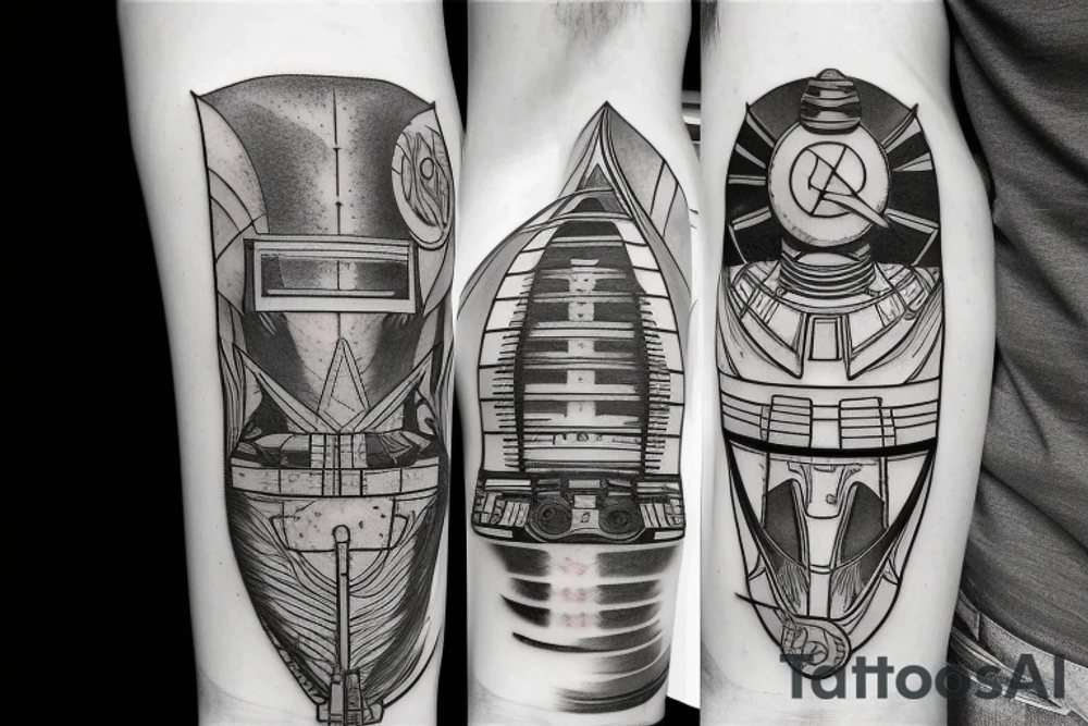 battlestar galactica warship sketch style tattoo idea