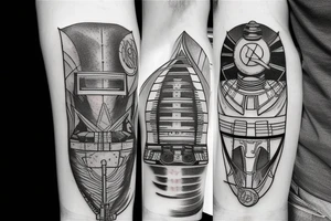 battlestar galactica warship sketch style tattoo idea