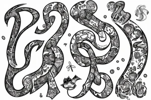 letters B U M, infinity sing, family, daugthers, male tatto tattoo idea