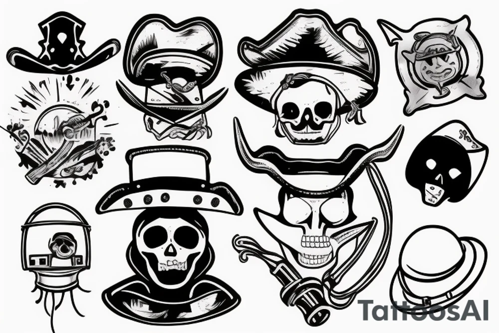 Pirate hook, cowboy hat, and an astronaut helmet tattoo idea