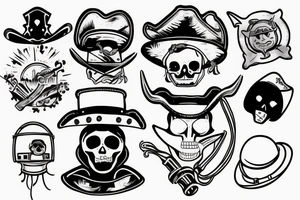 Pirate hook, cowboy hat, and an astronaut helmet tattoo idea