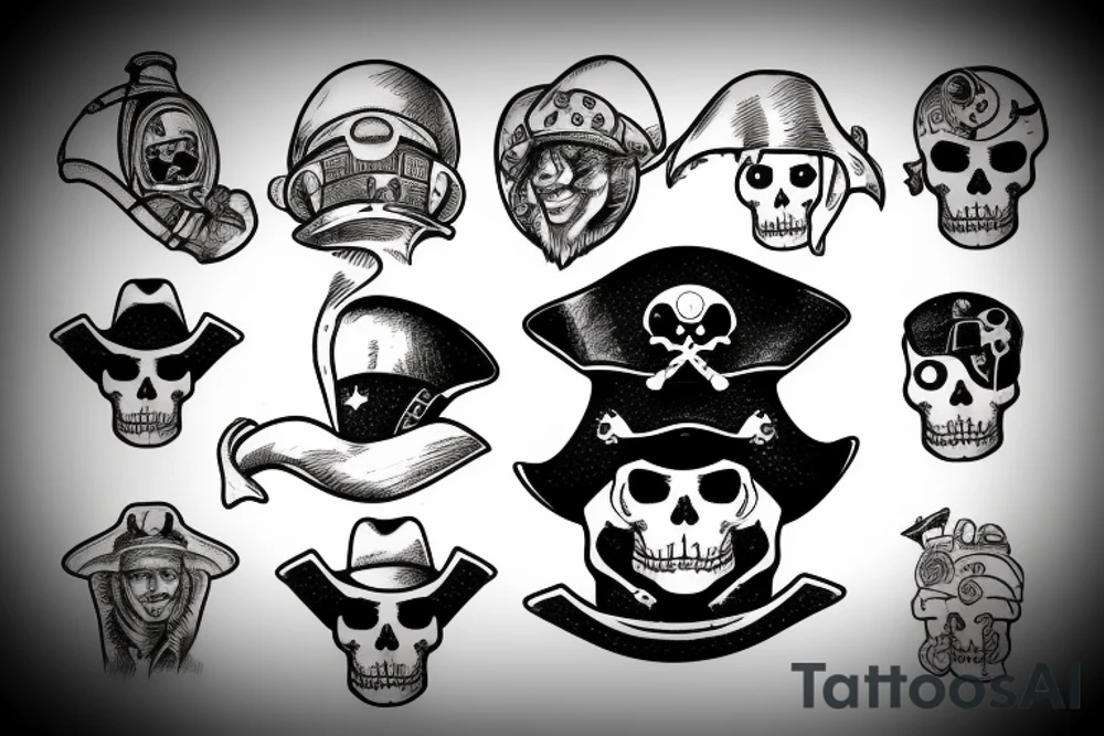 Pirate hook, cowboy hat, and an astronaut helmet tattoo idea