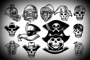 Pirate hook, cowboy hat, and an astronaut helmet tattoo idea