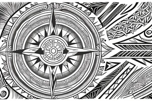 Compass with a Māori background tattoo idea