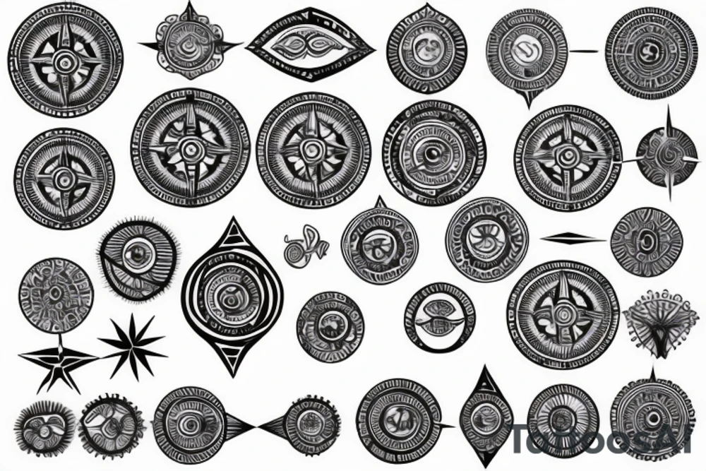 Compass with a african background tattoo idea