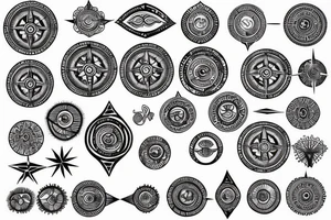 Compass with a african background tattoo idea