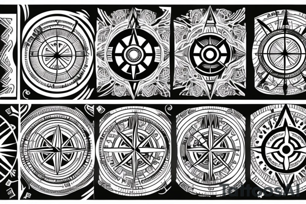 Compass with a african background tattoo idea