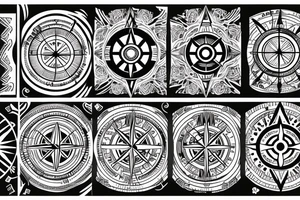 Compass with a african background tattoo idea