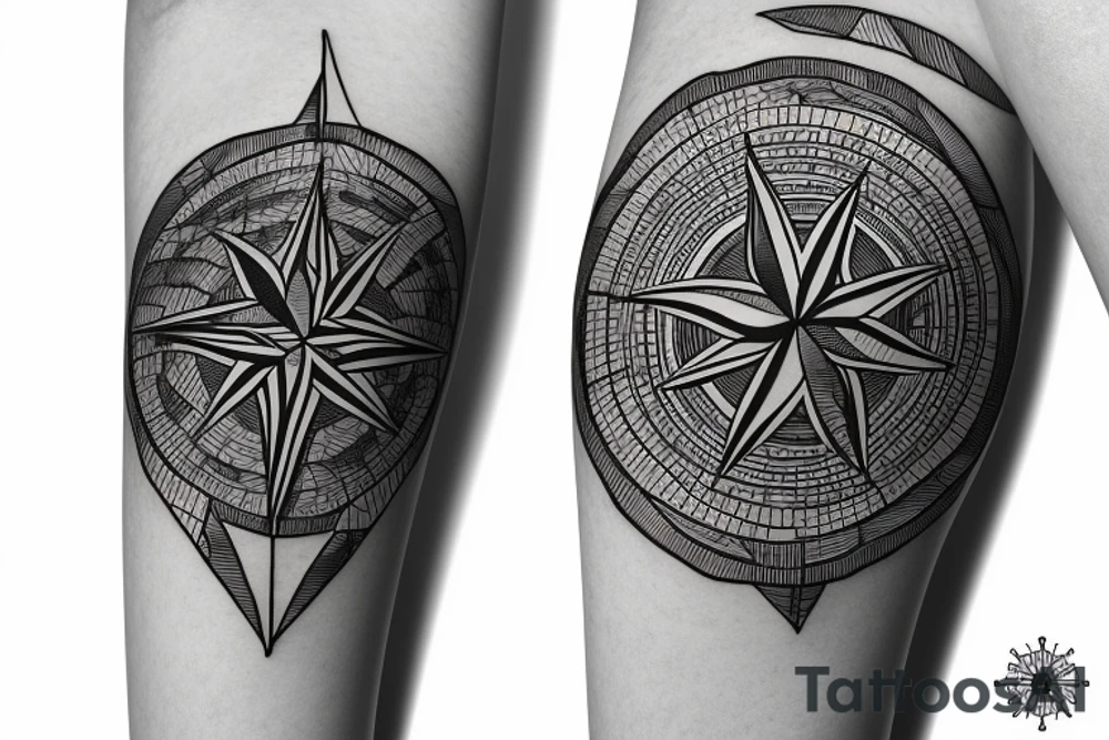 Compass with a african background with an elephant below tattoo idea Compass with a african background with an elephant below tattoo idea