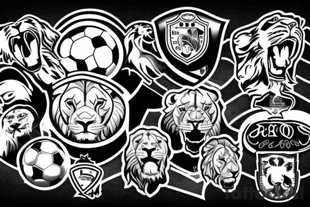 lion face with the footbal soccer team logo of naples tattoo idea