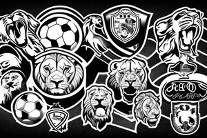 lion face with the footbal soccer team logo of naples tattoo idea