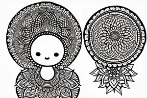 Henna geometric flower baby Buddha tattoo idea