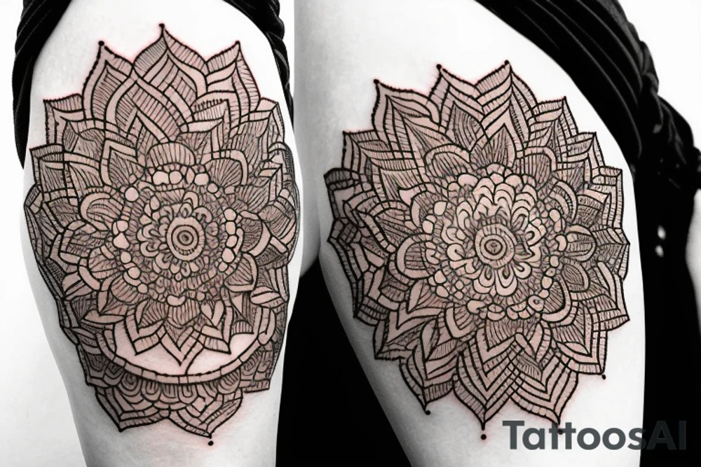 Henna geometric flower baby Buddha tattoo idea