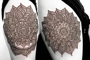 Henna geometric flower baby Buddha tattoo idea