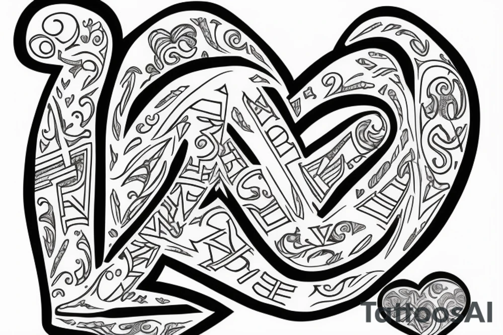 Letters z and j in a heart tattoo idea