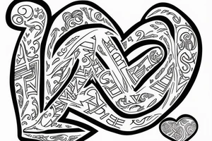 Letters z and j in a heart tattoo idea