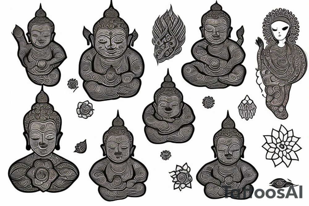 Henna flower baby Buddha tattoo idea