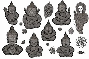 Henna flower baby Buddha tattoo idea
